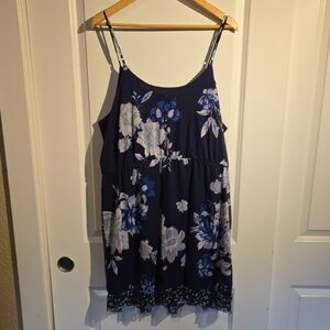 Xhilaration Navy and White Floral Dress